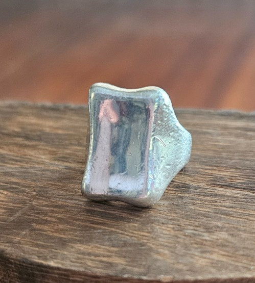 Chunky Rounded Rectangular 925 Silver Ring Size 5… - image 1