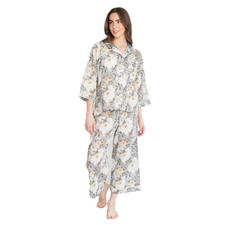 SALE Ladies Cotton Pyjamas Set Cropped Bottoms Floral Summer Nightwear