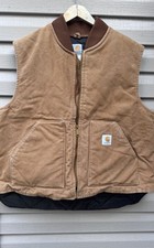 Vtg Carhartt Vest V01 Insulated Men s Distressed Workwear USA 80s 2XL