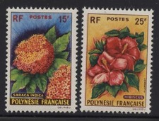 French Polynesia 1962 Flowers set Sc# 196-97 NH