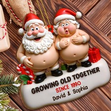 Growing Old Together Santa And Mrs Claus Ornament Custom Wood Ornament