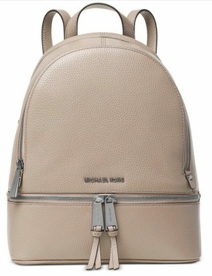 NWT Michael Kors Rhea Medium Pebbled Leather Backpack Cement