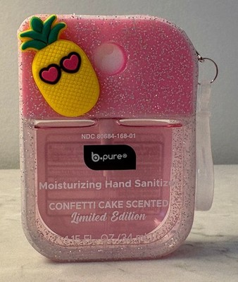 B-Pure Confetti Cake Cake Scent Hand Sanitizer w/ Silver Glitter Case -Pineapple