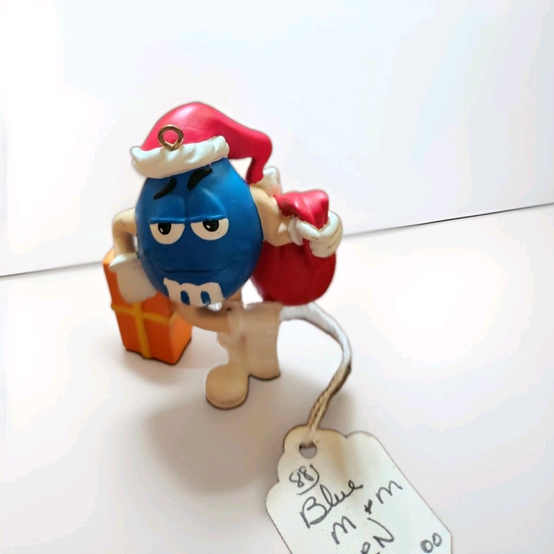 Vintage 1988 Blue M&M Christmas Ornament  2.75"