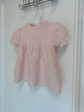 Vintage Light Pink Sweater Knit Baby Girl s Dress Size 6-9 Months-FLAW