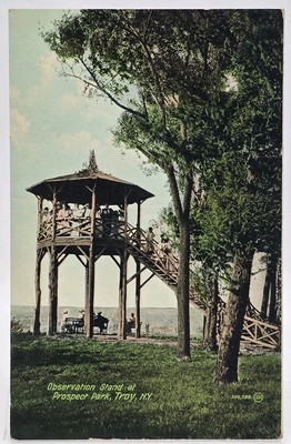 Observation Stand Prospect Park Troy New York Unused Postcard 5.5x3.5'' Valentine
