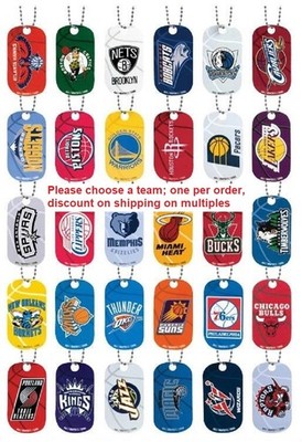 NBA TEAM Metal Dog Tag with 22 inch ball chain necklace (kid)