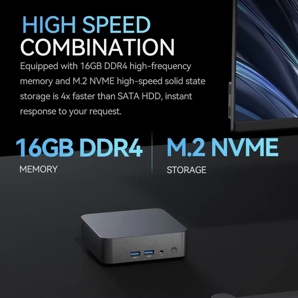 NUOVO MINI PC Computer Intel Core I9 8950HK 16GB DDR4 + 1/2TB M.2 SSD Windows11  - Immagine 3 di 4
