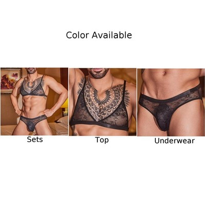 Mens Sexy for LINGERIE Set Comfortable See Through Bra and Thong for  Evening