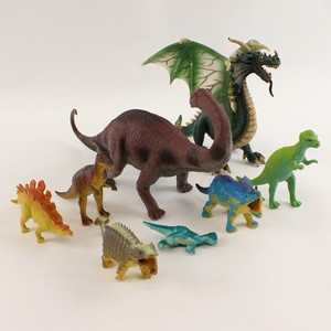 Lot of 8 Plastic Action Figurines 7 Dinosaurs 1 Dragon Mixed Brands