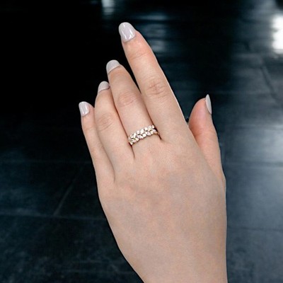 Designer-Band 0,75 ct Lab Created Multi Shape Diamond 14k Rose Gold E F VVS