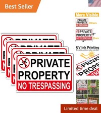 4 Pack Large No Trespassing Signs Private Property, 8X12 Inch Rust Free Aluminum