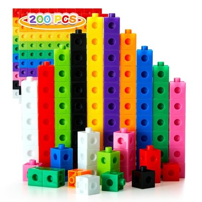 QUYSK Set of 200 Kids Linking Cubes for Math, STEM Connecting 0.79 inches 