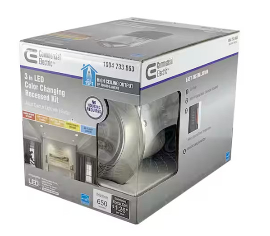 Commercial Electric 1-Pack 3" LED Gimbal Recessed Downlight 2700K-5000K Brushed