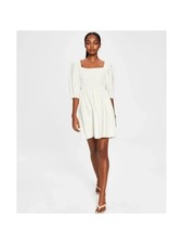 BAR III DRESSES Womens White Elastic Cuffs Pullover Short Dress S