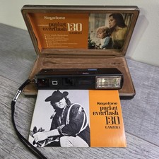 Keystone Pocket Everflash 120 Camera With Leather Case And Wrist Strap Untested