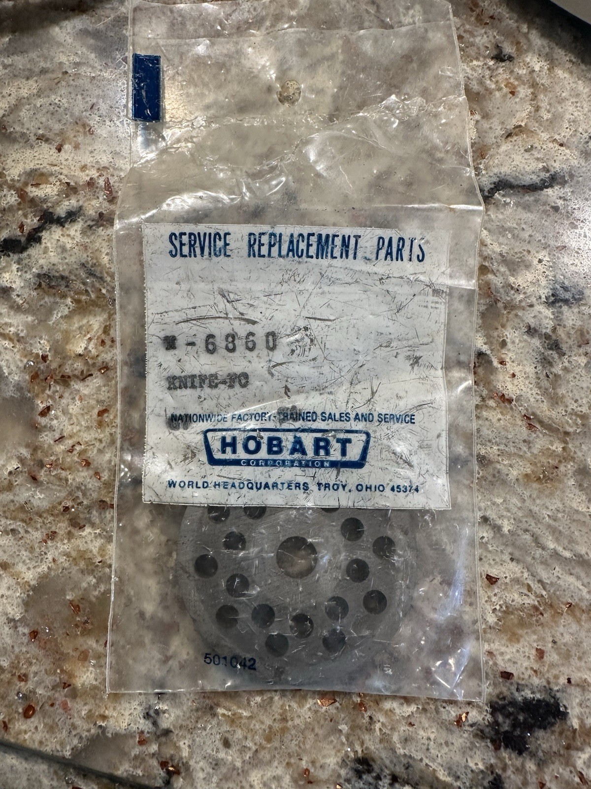 Vintage Hobart Knife-FC Grinder Plate Disc Replacement Part KitchenAid 6860 NOS