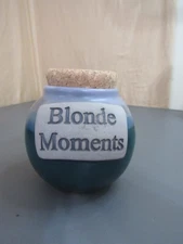 Tumbleweed Pottery “Blonde Moments” Stoneware Jar With Cork Lid, Multicolor Blue