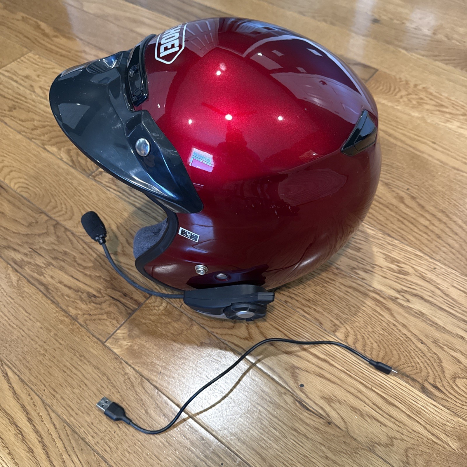 Shoei RJ Platinum-R Motorcycle Helmet Red Size Medium with SENA 20 S Bluetooth 