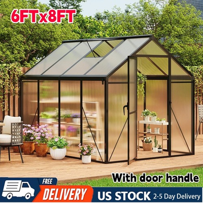 #ad #ad 6×8 FT Polycarbonate Greenhouse Heavy Duty Walk in Greenhouses for Outdoors Grey $319.99