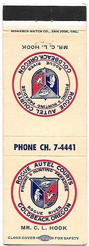 Rogue Autel Courts in Gold Beach, Oregon, FS Matchcover