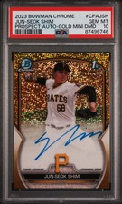 2023 Bowman Chrome Prospect 1ST Auto Jun-Seok Shim GOLD MINI DIAMOND /50 PSA 10