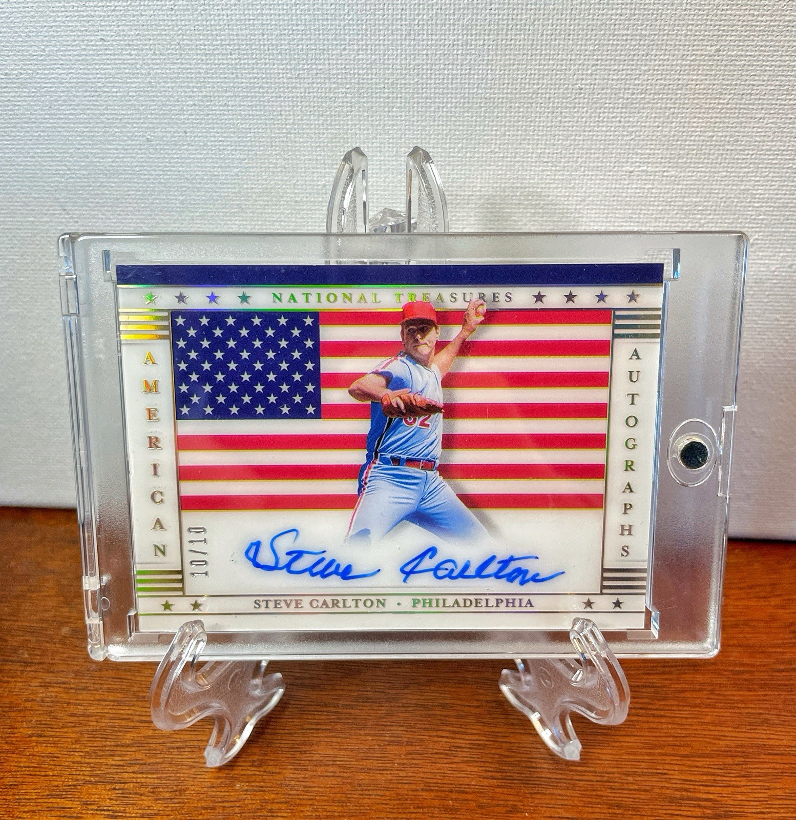 2021 National Treasures STEVE CARLTON Gold AUTO /10 American Flag Phillies USA🔥