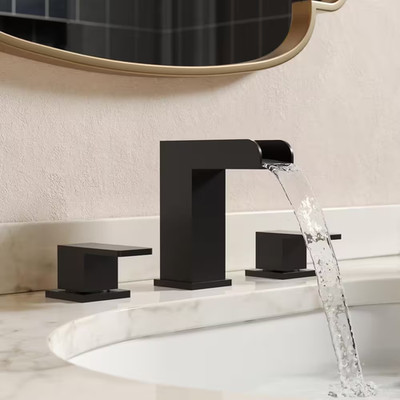 Grandjoy Open through Waterfall Spout 8 in Widespread Double Handle Bathroom Fau