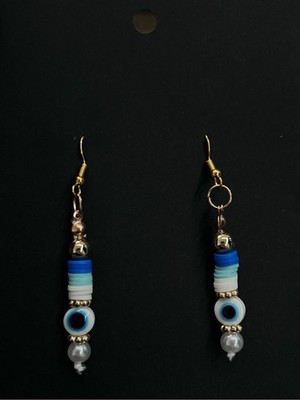 Handmade Evil Eye Beaded Drop Earrings | Blue & White Protective Charm Earrings