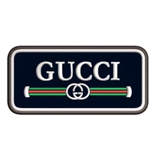 Vintage Black Embroidered Gucci Patch Iron-On Sew-On Applique Crafts for Clothes