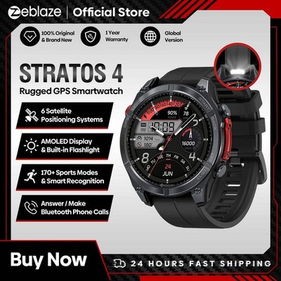NEW Zeblaze Stratos 4 GPS Smart Watch 1.43 AMOLED Display Built-in Compass Barom