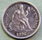 1876 Carson City US Seated Liberty Silver CC Dime - Lot 1742