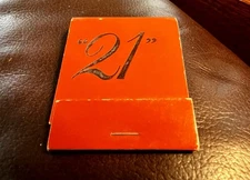 The “21” Club, New York City, Vintage Matchbook W/ Matches, Black On Red