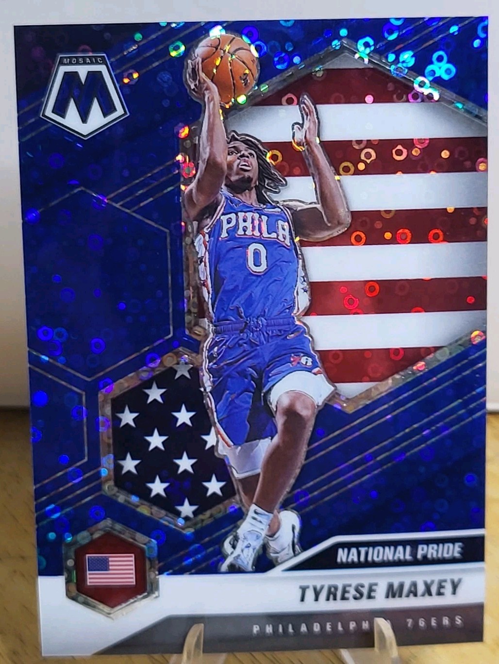 2020-21 Tyrese Maxey #259 Panini Mosaic Blue Disco RC 48/85
