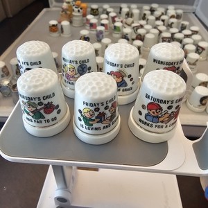 Adorable Collectible ALL SEVEN DAY'S Child Thimbles, Lot Of 7, See Pictures