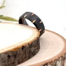 8mm Black Tungsten Modern Ring Rose Gold Studded Inlay Band For Christmas Gifts
