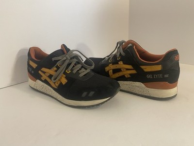 Asics Gel Lyte III Black & Tan Orange Padded Casual Gym Sneaker H307N-Men 12