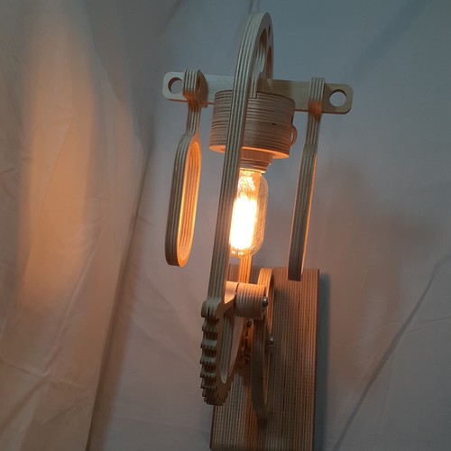 Wooden Gear Lamp Artistic Still Electric Table Light RARE - Picture 12 of 14