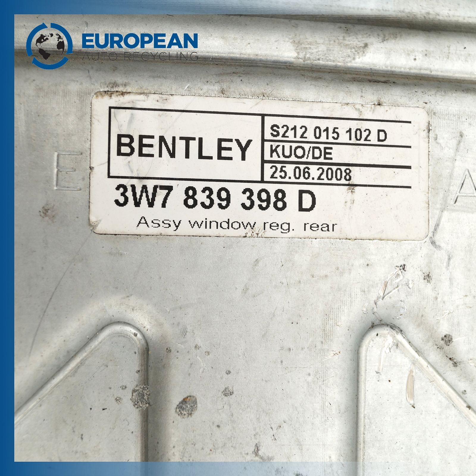 Bentley Continental GT 2007-2011 Right Quarter glass