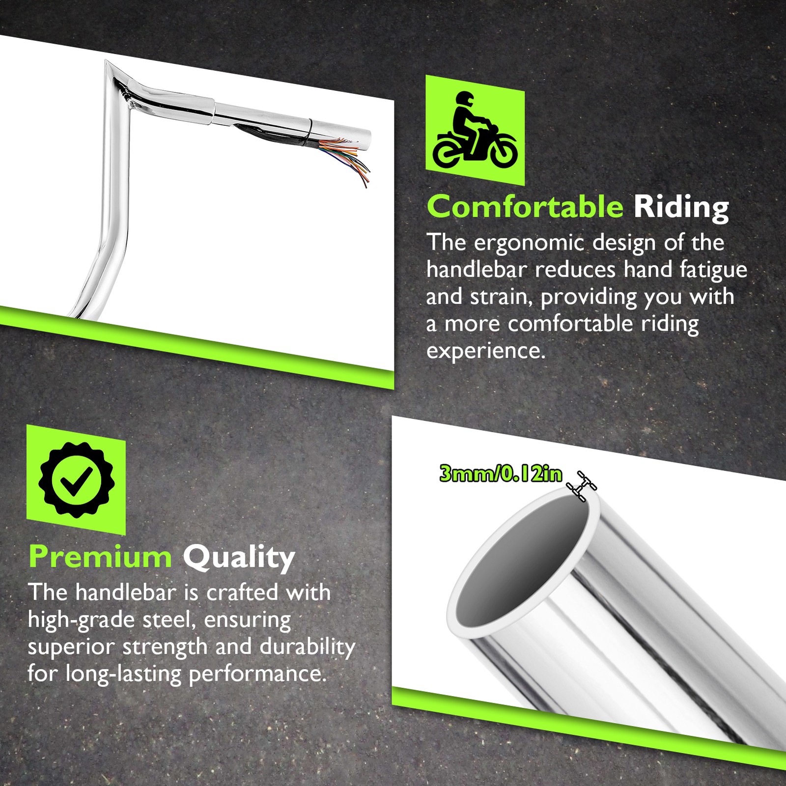 MOFUN 10" Rise Chrome Pre-wired Bagger Bar-Sharp For Harley Ultra Limited 08-13