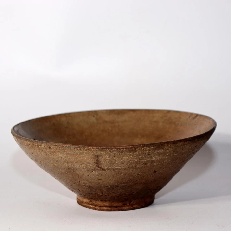 Tazón de té plano coreano antiguo dinastía Joseon bolsa de seda Chawan Wabi Sabi KRS164 Foto 3 de 4