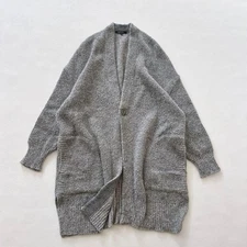 Pas de Calais Cotton blend knit cardigan V-Neck Gray Size36 Exc cond