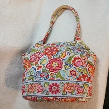 Vera Bradley Quilted Tote Sholder Purse Colorful Floral Cottagecore Coquette