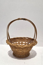Mini Brown Round Woven Wicker Decorative Basket 6.25" t