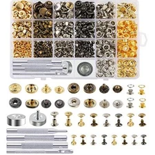 400 Set 4 Snap Fasteners Kit Including Leather Rivets Eyelets Grommets Bindin...