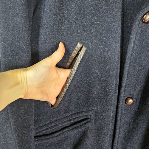 VTG 80s Guess Mens Wool Blend Button-Up Coat Sz XXL Charcoal Preppy Quiet Luxury - Picture 4 of 13