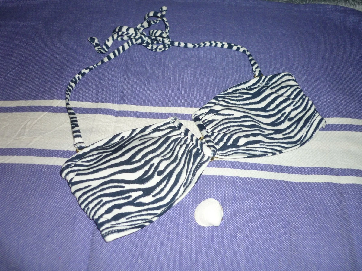 Haut de maillot de bain bandeau rembourr z bre bleu et blanc