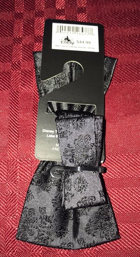 Disney Parks Haunted Mansion Silk Bow Tie Wallpaper Necktie New - Picture 3 of 3