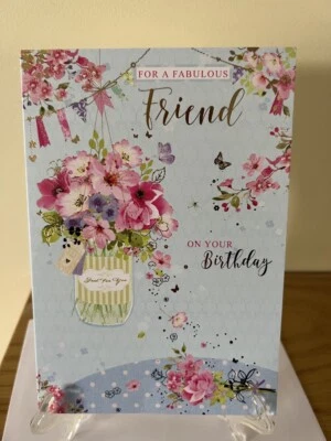 SIMON ELVIN For A Fabulous Friend On Your Birthday Card Foil Finish Female 5.2" x 7.5"