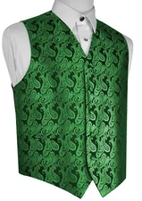 MEN'S GREEN PAISLEY TUXEDO VEST. Formal Wedding Prom Cruise Dress Homecoming